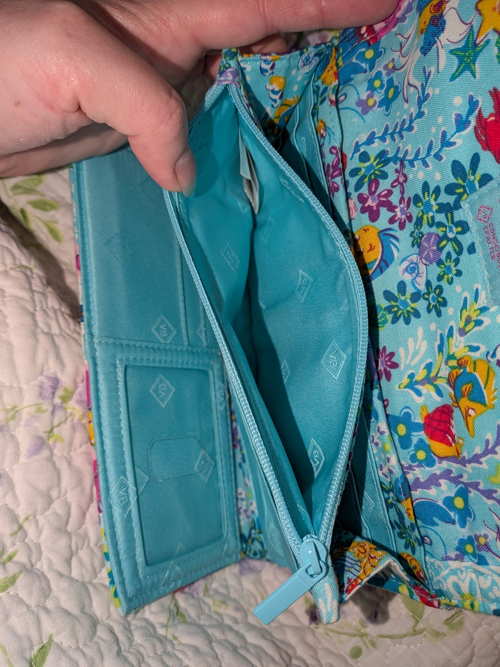 Vera Bradley Turquoise Floral Quilted Wallet with Purple & Yellow Accents - Picture 8 of 8